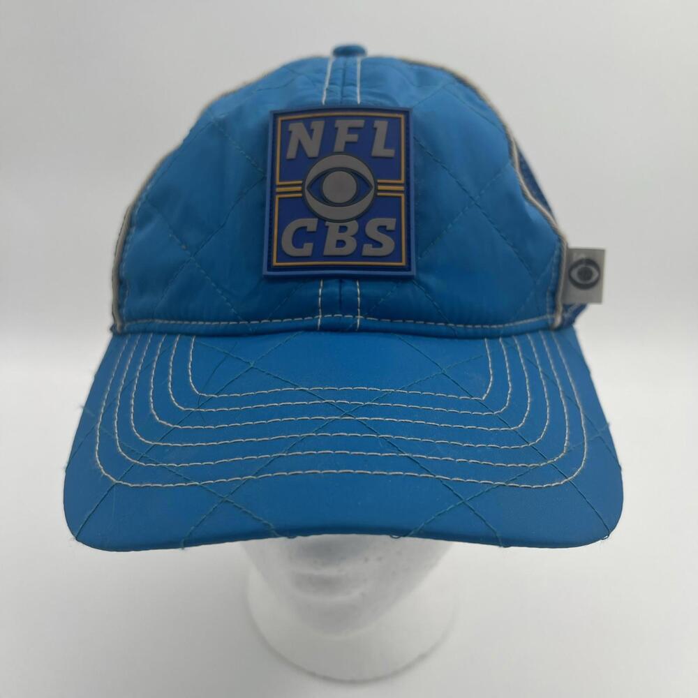 Vintage NFL On CBS Blue Adjustable Hat Cap Quilted Weather Hat Rare!